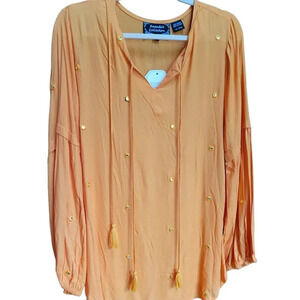 Mirror Detail Tassel Tunic Blouse